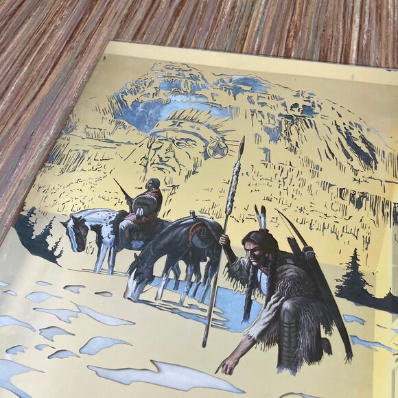 Indian Trackers in Snow Printed Mirror Art Print Vintage Native American AS-IS - Picture 5 of 10